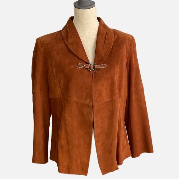 Zenobia Suede Jacket Made in Italy Size 14 Vera Pelle Rust Silk Lining Handmade - Picture 1 of 14
